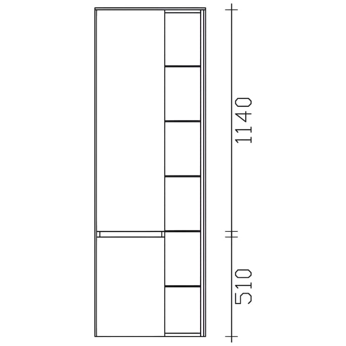 Pelipal Serie 6010 Hochschrank 57 x 33 x 169 cm mit 2 Türen und offenem Regal, Türanschlag links