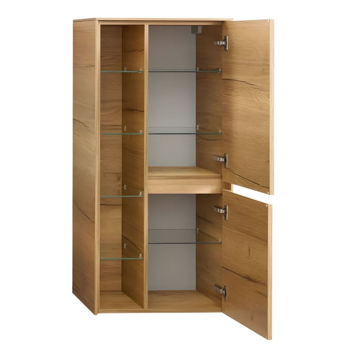 Pelipal Serie 6010 Midischrank 57 x 33 x 121 cm mit 2 Türen und offenem Regal, Türanschlag rechts