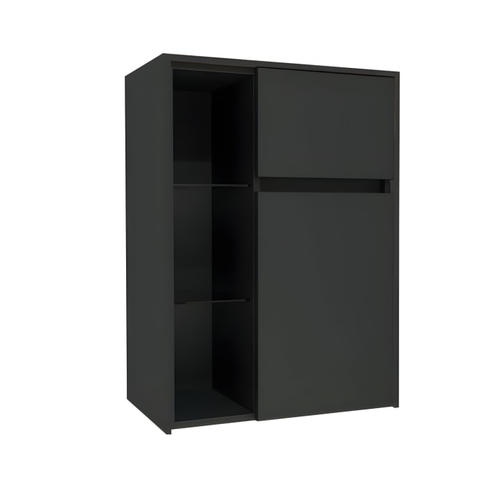 Pelipal Serie 6010 Highboard 57 x 33 x 79 cm mit 1 Auszug, 1 Tür und offenem Regal, Türanschlag rechts