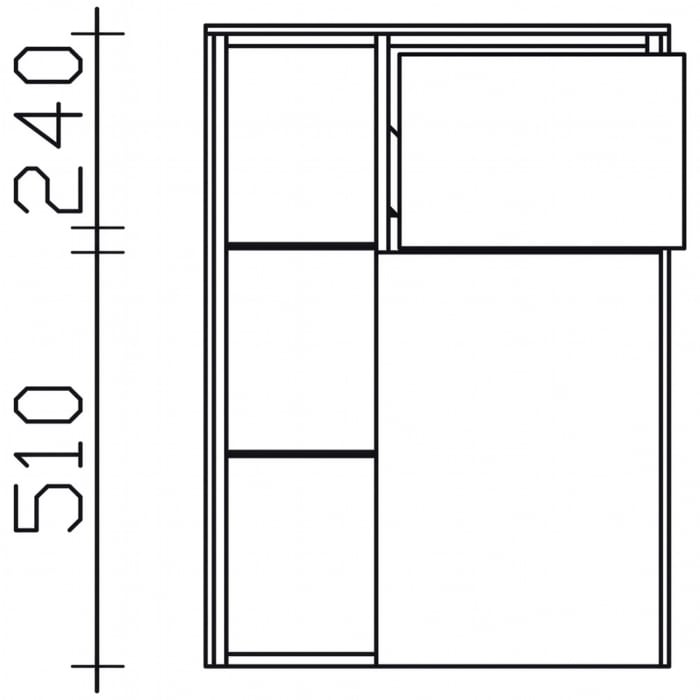 Pelipal Serie 6010 Highboard 57 x 33 x 79 cm mit 1 Auszug, 1 Tür und offenem Regal, Türanschlag rechts