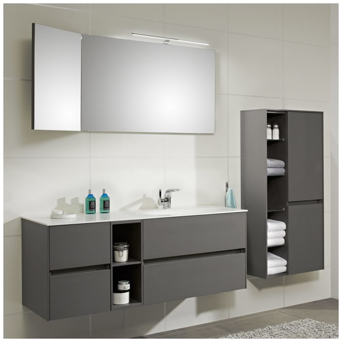 Pelipal Serie 6010 Midischrank 57 x 33 x 121 cm mit 2 Türen und offenem Regal, Türanschlag rechts