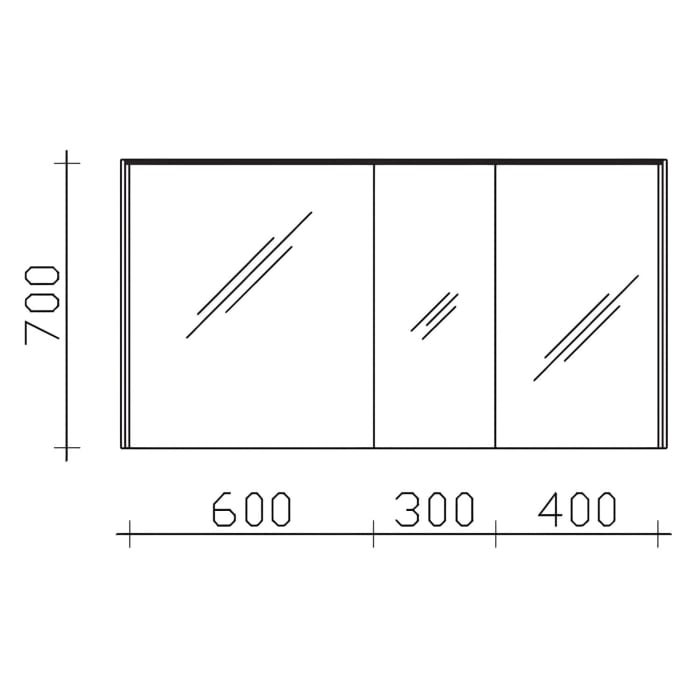 Pelipal Serie 6010 Spiegelschrank 134 x 17,6 x 70,9 cm mit LED-Lichtkranz, LED-Profil, Waschplatzbeleuchtung, große Tür rechts