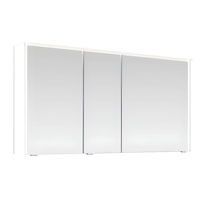Pelipal Serie 6010 Spiegelschrank 134 x 17,6 x 70,9 cm mit LED-Lichtkranz, LED-Profil, Waschplatzbeleuchtung, große Tür links