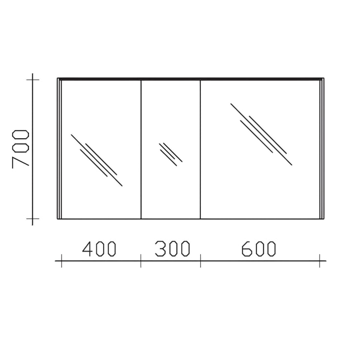 Pelipal Serie 6010 Spiegelschrank 134 x 17,6 x 70,9 cm mit LED-Lichtkranz, LED-Profil, Waschplatzbeleuchtung, große Tür links