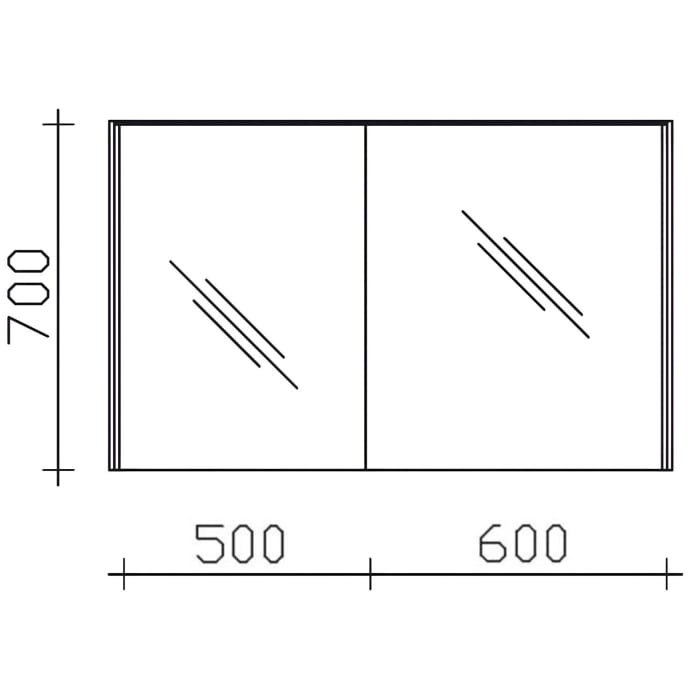Pelipal Serie 6010 Spiegelschrank 114 x 17,6 x 70,9 cm mit LED-Lichtkranz, große Tür links