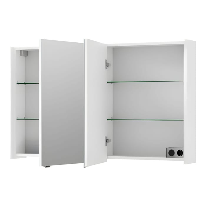 Pelipal Serie 6010 Spiegelschrank 114 x 17,6 x 70,9 cm mit LED-Lichtkranz, große Tür links