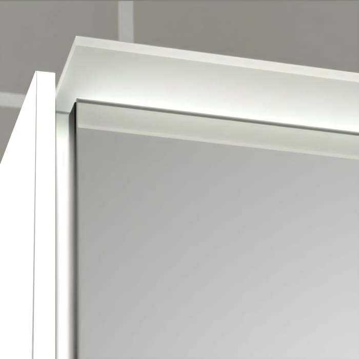 Pelipal Serie 6010 Spiegelschrank 114 x 17,6 x 70,9 cm mit LED-Lichtkranz, große Tür links