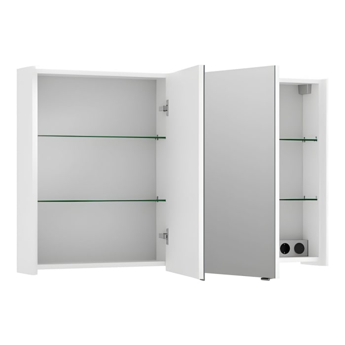 Pelipal Serie 6010 Spiegelschrank 114 x 17,6 x 70,9 cm mit LED-Lichtkranz, große Tür rechts