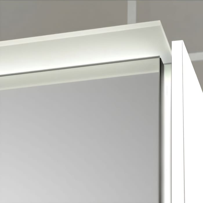 Pelipal Serie 6010 Spiegelschrank 114 x 17,6 x 70,9 cm mit LED-Lichtkranz, große Tür rechts