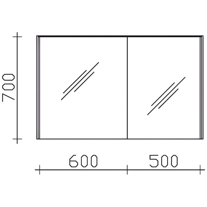 Pelipal Serie 6010 Spiegelschrank 114 x 17,6 x 70,9 cm mit LED-Lichtkranz, große Tür rechts