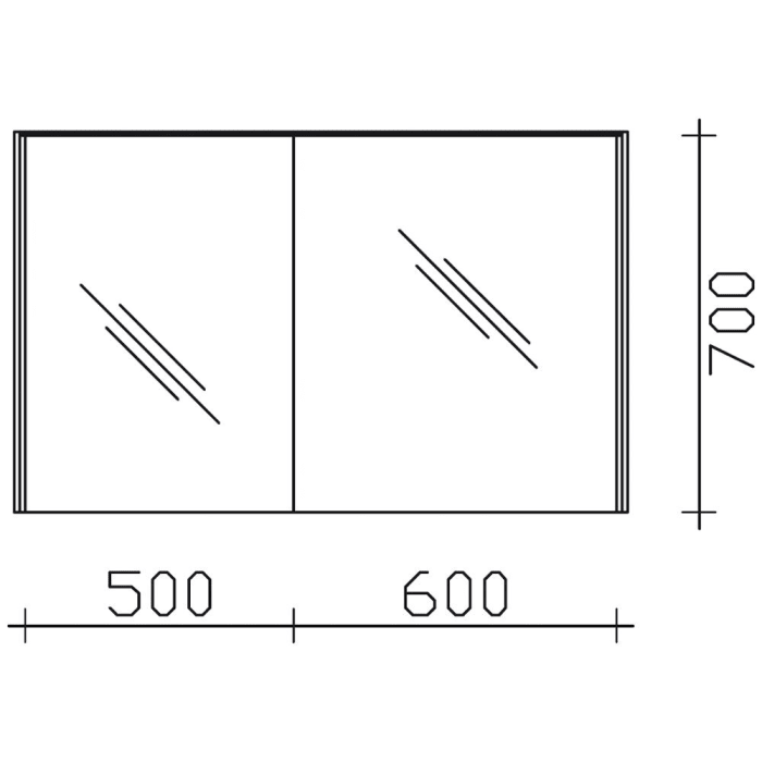 Pelipal Serie 6010 Spiegelschrank 114 x 17,6 x 70,9 cm mit LED-Lichtkranz, große Tür rechts