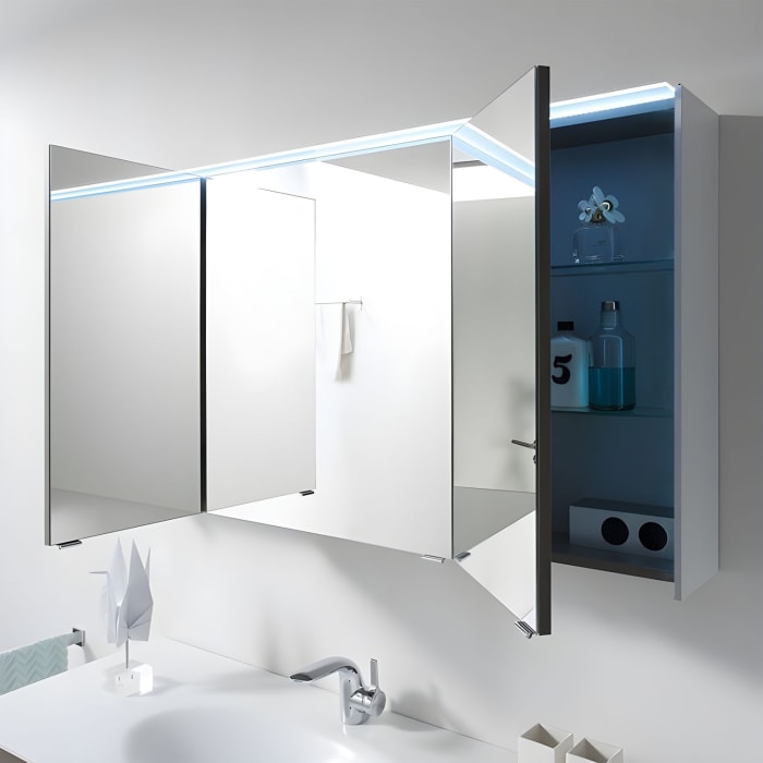 Pelipal Serie 6010 Spiegelschrank 134 x 17,6 x 70,9 cm mit LED-Lichtkranz