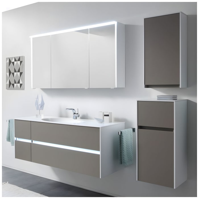 Pelipal Serie 6010 Spiegelschrank 134 x 17,6 x 70,9 cm mit LED-Lichtkranz und LED-Profil