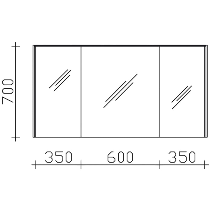 Pelipal Serie 6010 Spiegelschrank 134 x 17,6 x 70,9 cm mit LED-Lichtkranz und LED-Profil