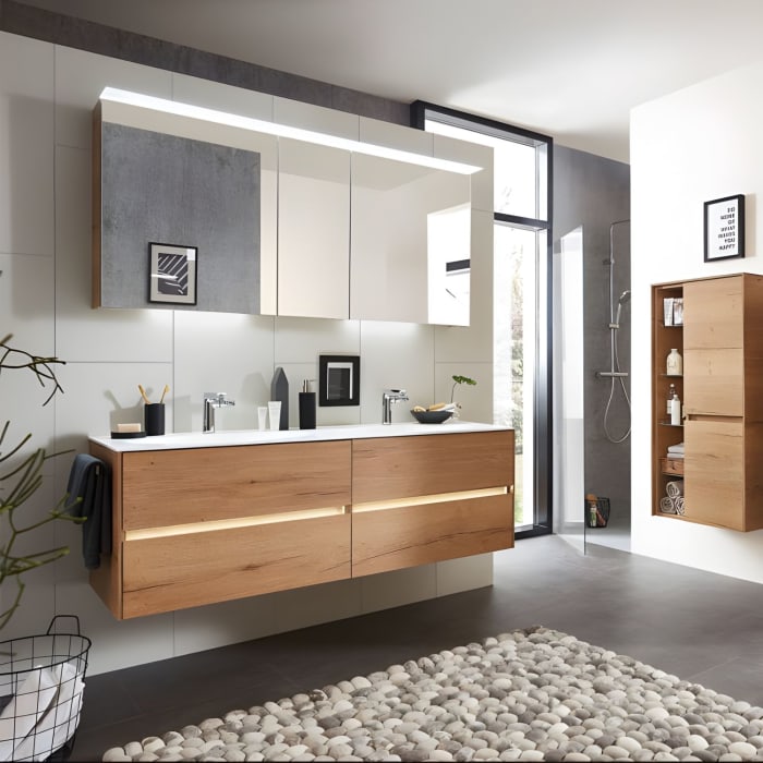 Pelipal Serie 6010 Spiegelschrank 154 x 17,6 x 70,9 cm mit LED-Lichtkranz