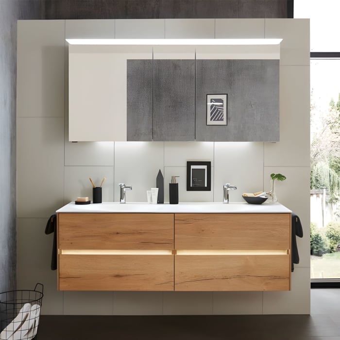 Pelipal Serie 6010 Spiegelschrank 154 x 17,6 x 70,9 cm mit LED-Lichtkranz