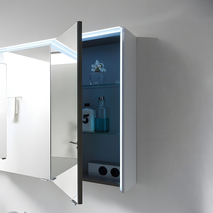 Pelipal Serie 6010 Spiegelschrank 154 x 17,6 x 70,9 cm mit LED-Lichtkranz und LED-Profil