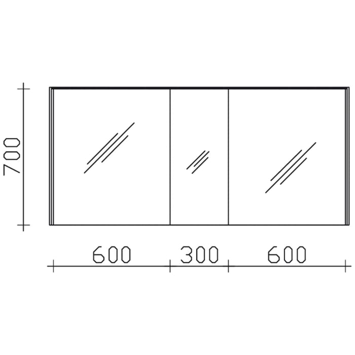Pelipal Serie 6010 Spiegelschrank 154 x 17,6 x 70,9 cm mit LED-Lichtkranz und LED-Profil