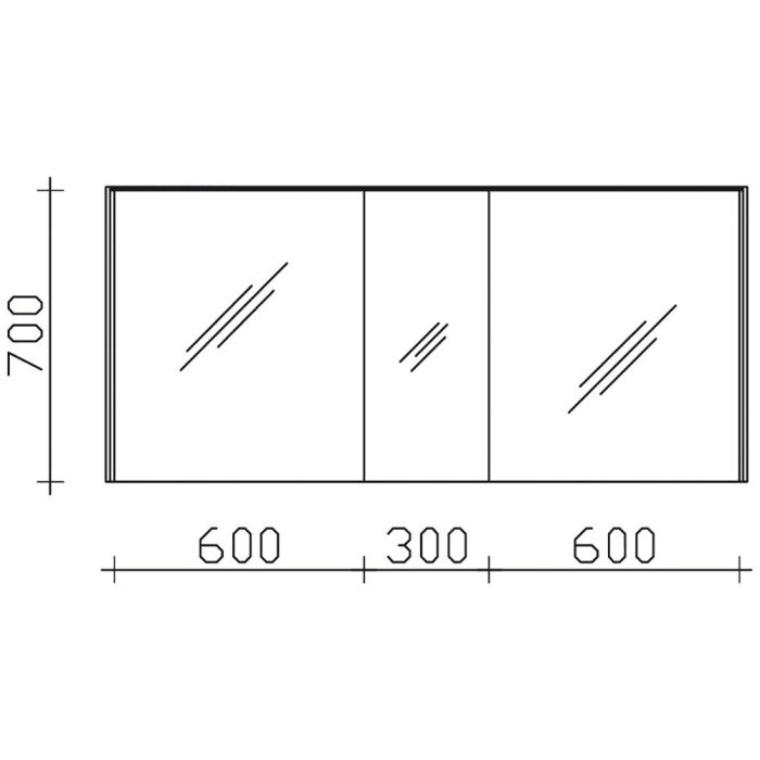 Pelipal Serie 6010 Spiegelschrank 154 x 17,6 x 70,9 cm mit LED-Lichtkranz