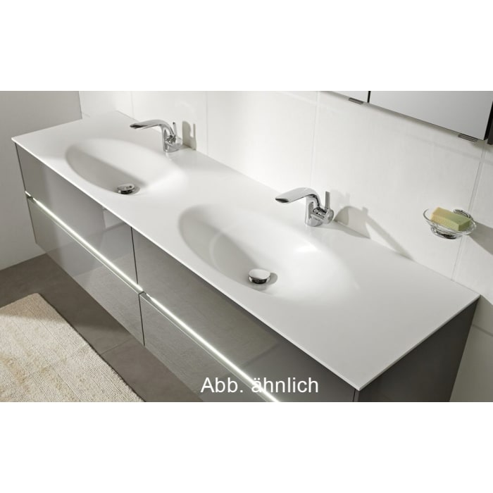Pelipal Serie 6010 Krion-Doppelwaschtisch 183 cm ohne Hahnlöcher