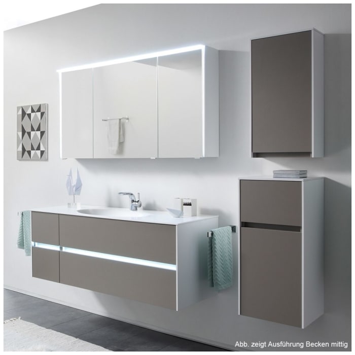 Pelipal Serie 6010 Krion-Waschtisch 133 cm, Becken links, ohne Hahnloch