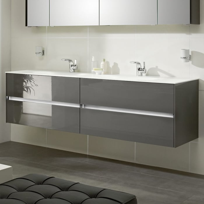 Pelipal Serie 6010 Waschtischunterschrank 152 x 49,3 x 51,2 cm, mit 4 Auszügen und LED Beleuchtung