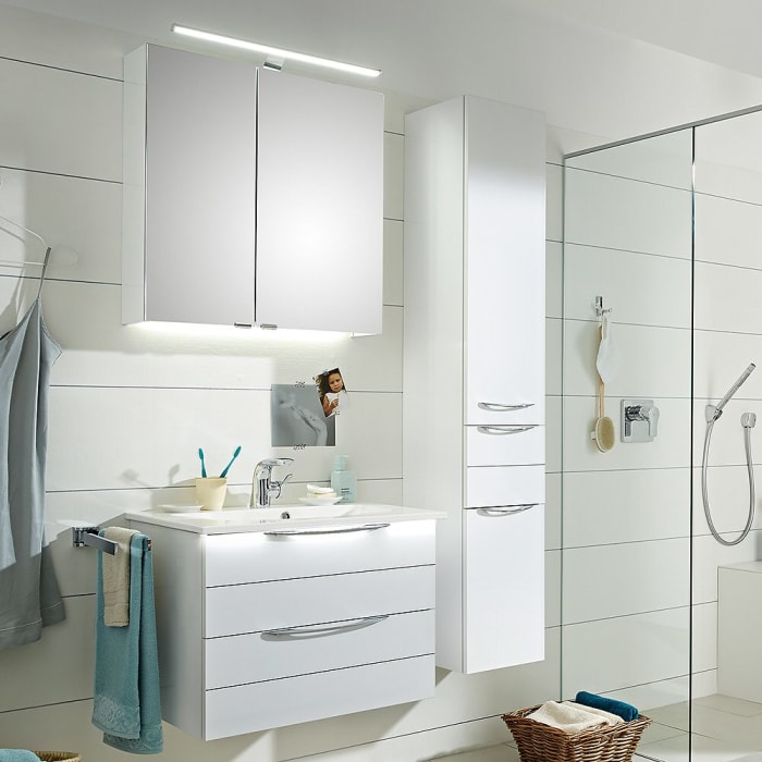 Pelipal Serie 6025 Hochschrank 30 x 33 x 168 cm, 2 Drehtüren, 1 Auszug, Griff H1, Anschlag rechts