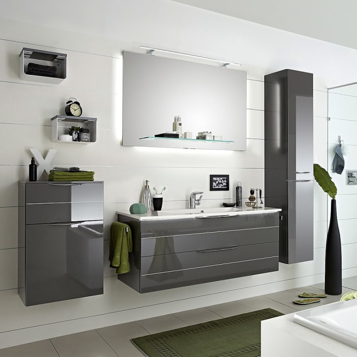 Pelipal Serie 6025 Hochschrank 45 x 43 x 168 cm mit 2 Drehtüren, Türanschlag links, Griff H1