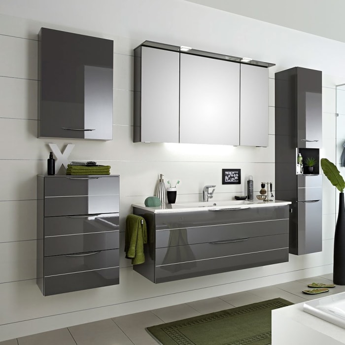 Pelipal Serie 6025 Hochschrank  45 x 33 x 168 cm mit 2 Drehtüren, 1 Auszug, Anschlag rechts, Griff H1