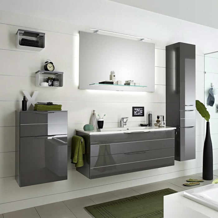 Pelipal Serie 6025 Hochschrank 30 x 43 x 168 cm mit 2 Drehtüren, Türanschlag links, Griff R1