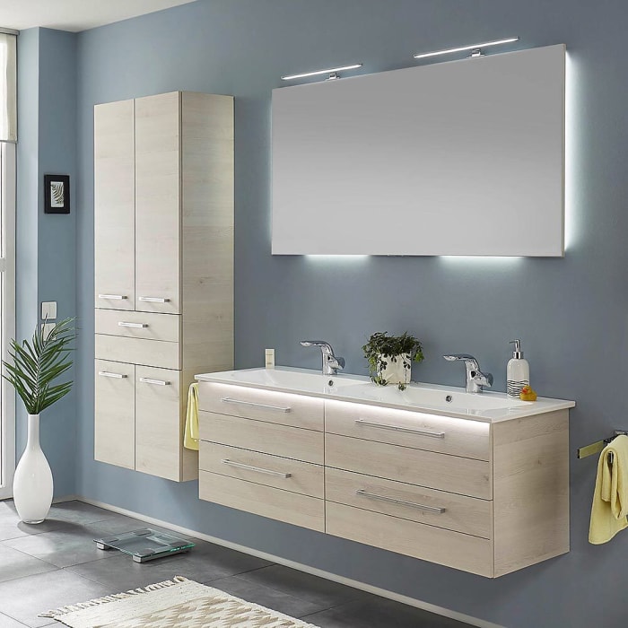 Pelipal Serie 6025 Hochschrank 60 x 33 x 168 cm mit 2 Drehtüren, 2 Wäschekippen, Griff R1