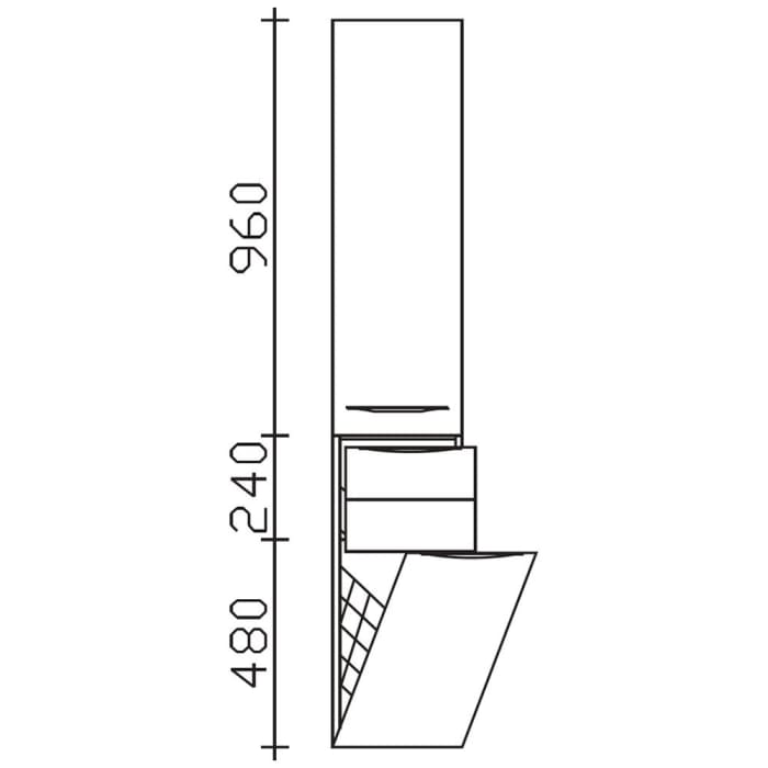 Pelipal Serie 6025 Hochschrank 30 x 33 x 168 cm mit 2 Drehtüren, 1 Auszug, Wäschekippe, Griff R1, Anschlag links