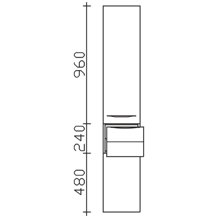 Pelipal Serie 6025 Hochschrank 30 x 33 x 168 cm, 1 Auszug, 2 Drehtüren, Griff GL, Anschlag links