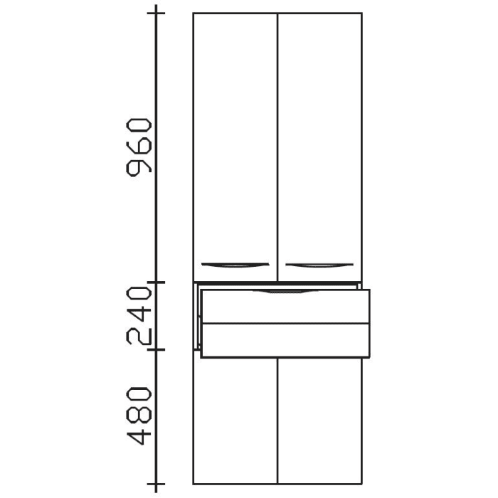 Pelipal Serie 6025 Hochschrank 60 x 33 x 168 cm, 1 Auszug, 4 Drehtüren, Griff GL