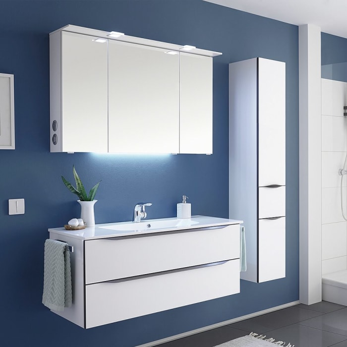 Pelipal Serie 6025 Hochschrank 30 x 33 x 168 cm, 1 Auszug, 2 Drehtüren, Griff GL, Anschlag links