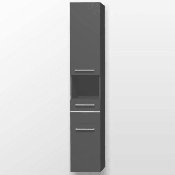 Pelipal Serie 6025 Hochschrank 45 x 33 x 168 cm, 2 Drehtüren, 1 Auszug, Griff S, Anschlag links