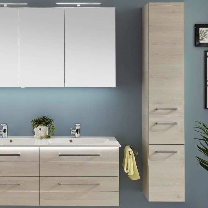 Pelipal Serie 6025 Hochschrank 45 x 33 x 168 cm, 2 Drehtüren, 1 Auszug, Griff S, Anschlag rechts