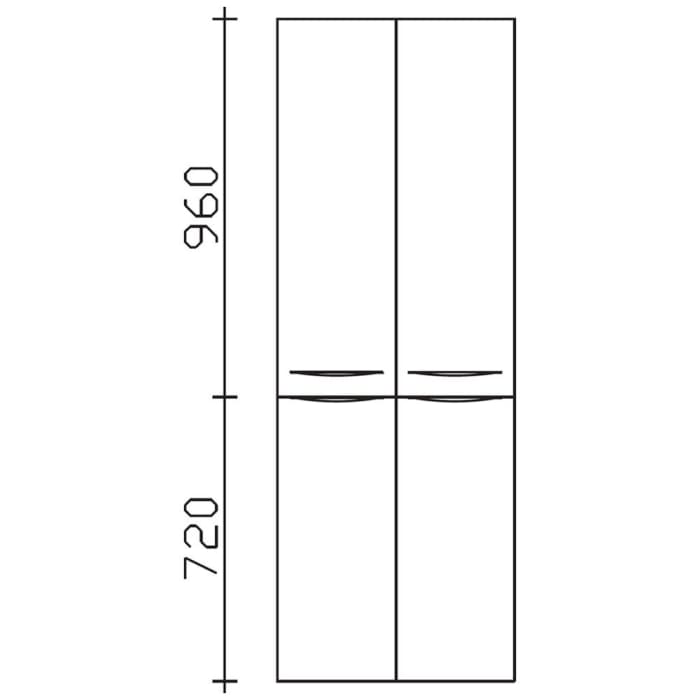 Pelipal Serie 6025 Hochschrank 60 x 17 x 168 cm, 4 Drehtüren, Griff S