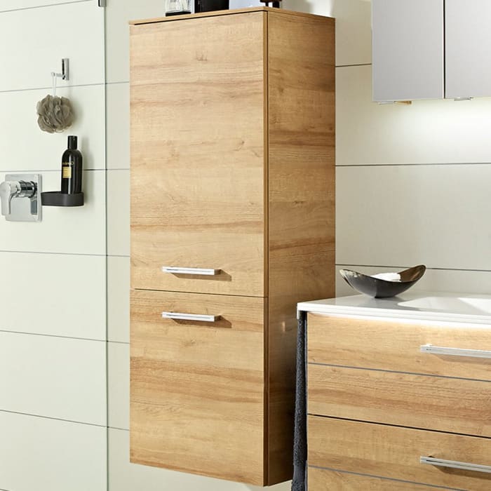 Pelipal Serie 6025 Midischrank 30 x 17 x 121 cm, 2 Drehtüren, Griff S, Anschlag links