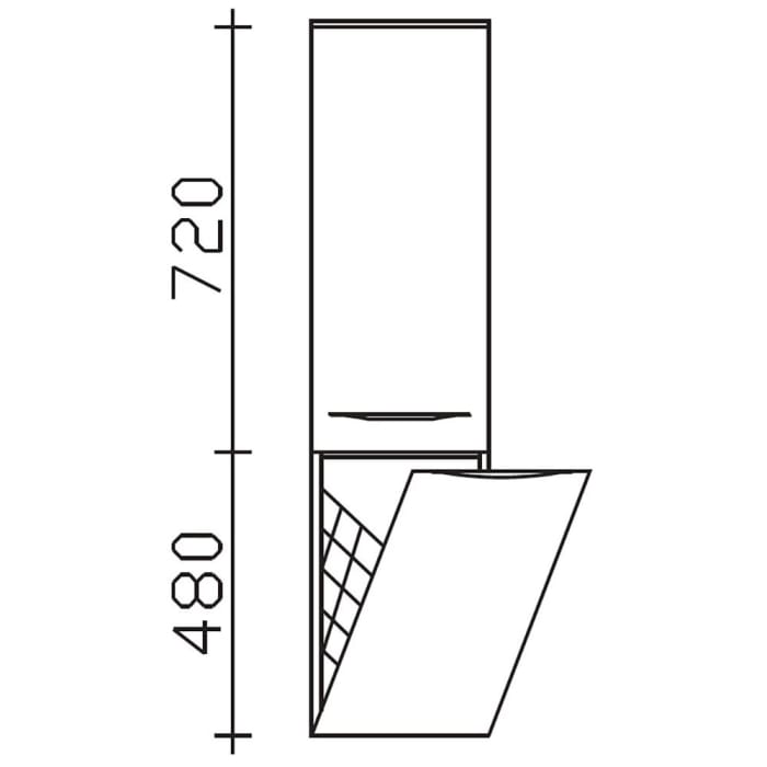 Pelipal Serie 6025 Midischrank 45 x 33 x 121 cm, 1 Wäschekippe, 1 Drehtür, Griff H1, Anschlag rechts