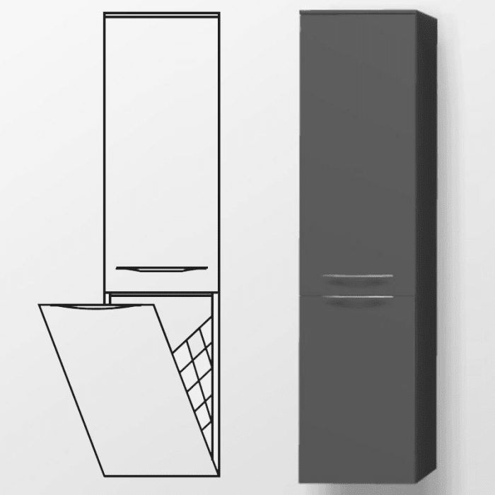 Pelipal Serie 6025 Midischrank 30 x 33 x 121 cm, 1Wäschekippe, 1 Drehtür, Griff GL, Anschlag links