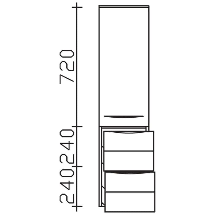Pelipal Serie 6025 Midischrank 30 x 33 x 121 cm, 2 Auszüge, 1 Drehtür, Griff GL, Anschlag rechts