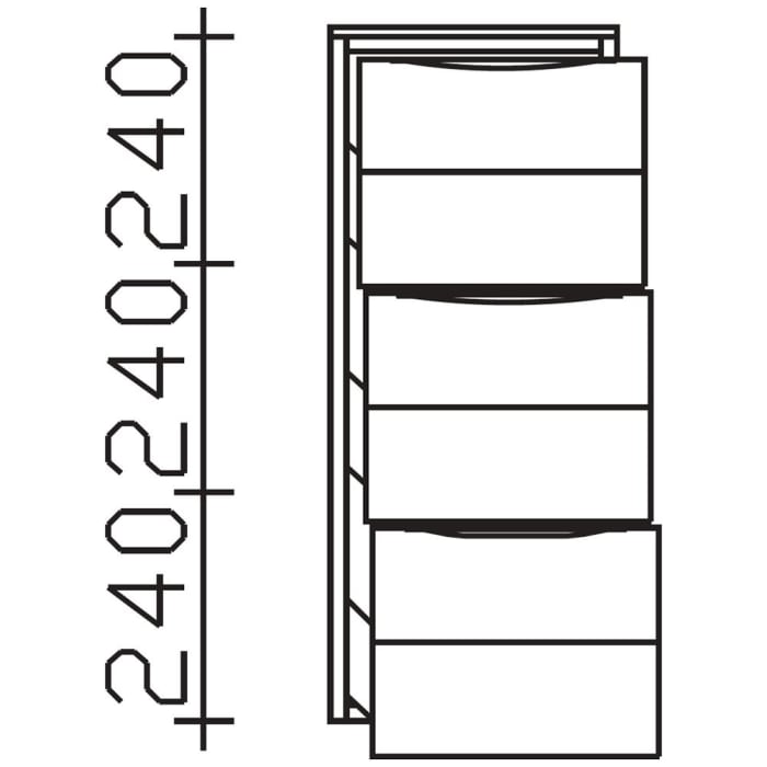 Pelipal Serie 6025 Highboard 30 x 33 x 73 cm, 3 Auszüge, Griff S