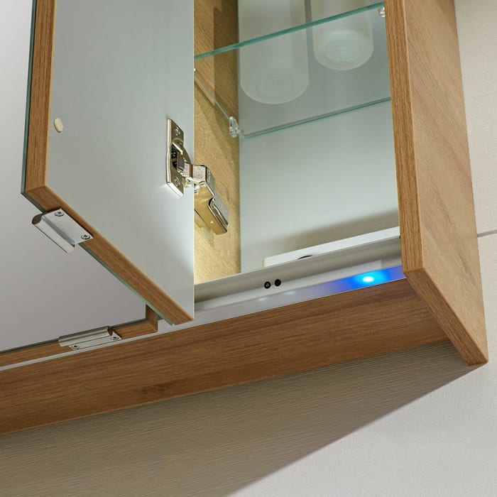 Pelipal Serie 6025 Spiegelschrank 65 cm, große Tür rechts, mit LED Aufsatzleuchte