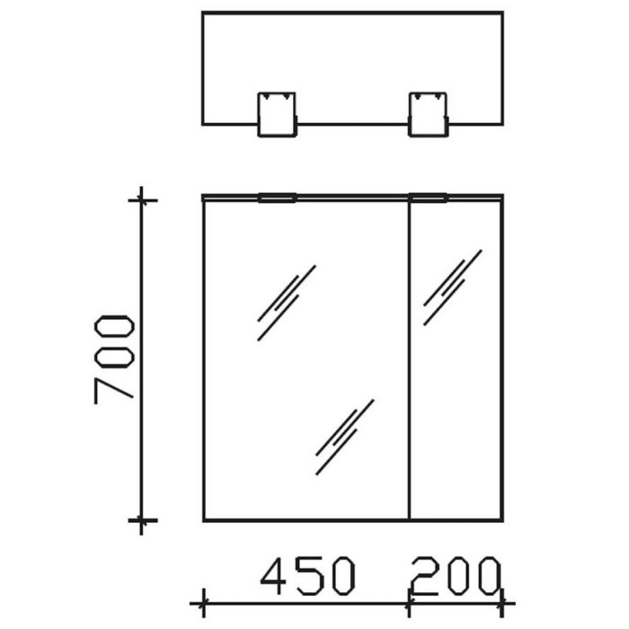 Pelipal Serie 6025 Spiegelschrank 65 cm, Modul links außen, große Tür links