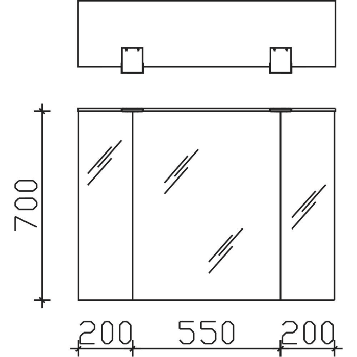 Pelipal Serie 6025 Spiegelschrank 95 cm, Modul unten, Waschplatzbeleuchtung