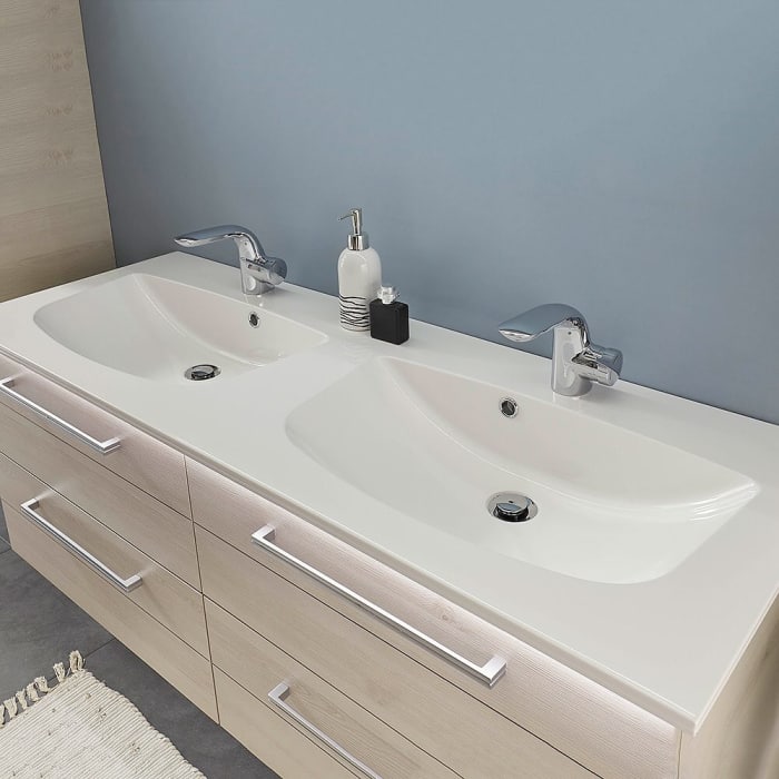 Pelipal Serie 6025 Mineralmarmor-Doppelwaschtisch 132 cm