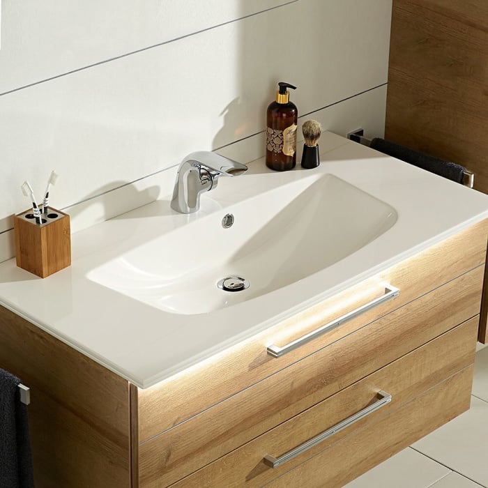 Pelipal Serie 6025 Mineralmarmor-Waschtisch 97 cm mit LED-Zusatzbeleuchtung