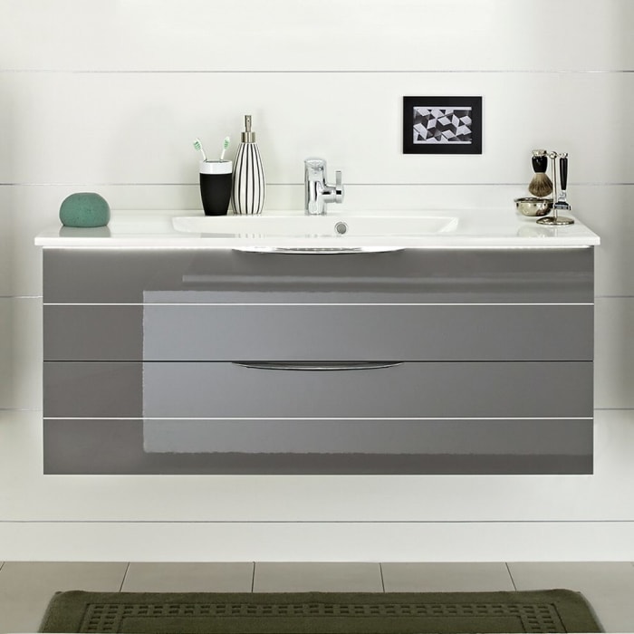 Pelipal Serie 6025 Waschtischunterschrank 95 x 46 x 48,2 cm mit 2 Auszügen, Griff H1