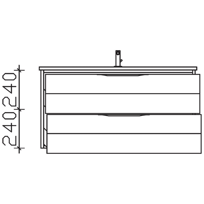 Pelipal Serie 6025 Waschtischunterschrank 95 x 46 x 48,2 cm, 2 Auszügen, Griffleiste